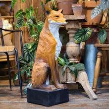 Load image into Gallery viewer, Sitting Fox Large Size Decorative Statue Outdoor Wit Fox Orange and White Cute Sculpture for Garden,Patio,Lawn Fox Fable Figurine