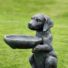 Load image into Gallery viewer, OUTOUR Dog Statues Outdoor with Birdbath Bird Feeder MGO 17''H Versatile Outdoor Statues Beagle Dog Statue for Home Decor Patio Backyard Yard Lawn Large Garden Statues Sculpture, Grey