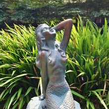 Load image into Gallery viewer, Mermaid Statue 28" H Mermaid on Ocean Rock Garden Statue Resin Large Mermaid Sculpture Outside Outdoor Decor for Lawn Patio Pool Home Ornament Mermaid Figurines Collectible Fairy Tale