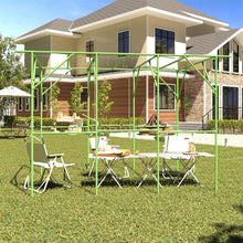 Load image into Gallery viewer, 118'' L x 79'' W x 90.5'' H Large Grape Vine Support Arch Arbour Gazebo Trellis Rack Pergola Plastic-coated Metal Large Cane Frame For Vineyard Outdoor Patio Lawn Yard Garden Decoration Green