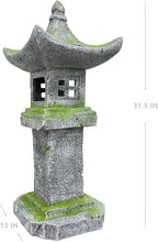 Load image into Gallery viewer, 31.5’’High Japanese Pagoda Statue Moss-Covered Retro Miniature Tower Lantern Garden Decoration Figurines Outdoor Asian Decoration Zen Courtyard Landscape