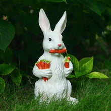 Load image into Gallery viewer, 13" H Resin Bunny Statue Easter Bunny Sculpture Fluffy Rabbit Holding Carrots Statues Indoor Accessories Outdoor Decor Animal Ornament for Table Shelf Home Garden Lawn Yard Balcony