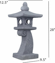 Load image into Gallery viewer, 28" H Large Solar Zen Asian Pagoda Lantern Garden Outdoor Statue Japanese Palace Lantern with Solar Light for Lawn Yard Pond Patio Temple Court Decor Meditator Stylite Garden Figurines