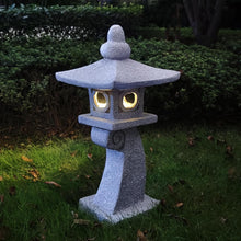 Load image into Gallery viewer, 28" H Large Solar Zen Asian Pagoda Lantern Garden Outdoor Statue Japanese Palace Lantern with Solar Light for Lawn Yard Pond Patio Temple Court Decor Meditator Stylite Garden Figurines