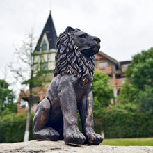 Load image into Gallery viewer, Outdoor Garden Guardian Lion Statue 23 Inch Sitting Lion Sculpture Patio Yard Lawn Home Decor Bronze