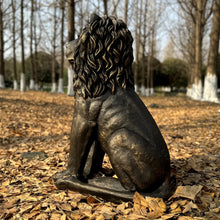 Load image into Gallery viewer, Outdoor Garden Guardian Lion Statue 23 Inch Sitting Lion Sculpture Patio Yard Lawn Home Decor Bronze