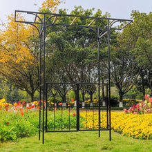 Load image into Gallery viewer, Metal Garden Arch with Double Gate Heavy-Duty Arbor Trellis Arbour Archway for Climbing Plants Support Rack, Outdoor Lawn Backyard Patio Decoration, Matte Black 79.5''L x 82.7''H