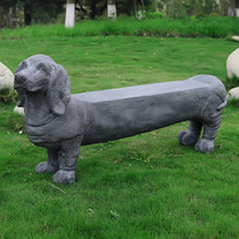 Load image into Gallery viewer, OUTOUR MGO Dachshund Oversized 55.5’’L Dog Statue Sculpture Dog-Shaped Bench Stool for Outdoor Garden Dachshund Dog Statue Sculpture Decoration Accessory, Grey