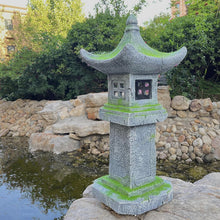 Load image into Gallery viewer, 31.5’’High Japanese Pagoda Statue Moss-Covered Retro Miniature Tower Lantern Garden Decoration Figurines Outdoor Asian Decoration Zen Courtyard Landscape