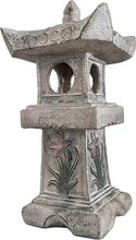 Load image into Gallery viewer, 23.6’’High Asian Orchid Pagoda Statue Solar-Powered LED Light Miniature Tower Lantern Garden Decoration Figurines Solar Lamp Outdoor Japanese Decoration Zen Courtyard Landscape