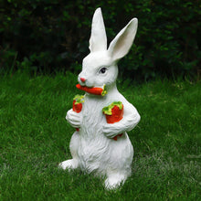 Load image into Gallery viewer, 13" H Resin Bunny Statue Easter Bunny Sculpture Fluffy Rabbit Holding Carrots Statues Indoor Accessories Outdoor Decor Animal Ornament for Table Shelf Home Garden Lawn Yard Balcony