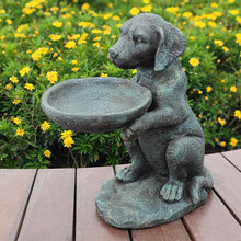 Load image into Gallery viewer, OUTOUR Dog Statues Outdoor with Birdbath Bird Feeder MGO 17''H Versatile Outdoor Statues Beagle Dog Statue for Home Decor Patio Backyard Yard Lawn Large Garden Statues Sculpture, Grey