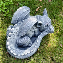 Load image into Gallery viewer, Large Sleeping Dragon Garden Outdoor 22" L Statue Mythical Decor for Lawn Yard Patio Pond Porch Deck Baby Sleeping Dragon Ornament Birthday Presents for Friends Family