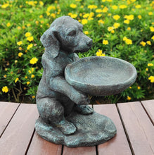 Load image into Gallery viewer, OUTOUR Dog Statues Outdoor with Birdbath Bird Feeder MGO 17''H Versatile Outdoor Statues Beagle Dog Statue for Home Decor Patio Backyard Yard Lawn Large Garden Statues Sculpture, Grey