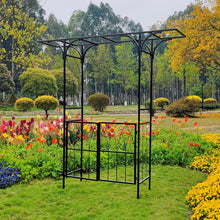 Load image into Gallery viewer, Metal Garden Arch with Double Gate Heavy-Duty Arbor Trellis Arbour Archway for Climbing Plants Support Rack, Outdoor Lawn Backyard Patio Decoration, Matte Black 79.5''L x 82.7''H