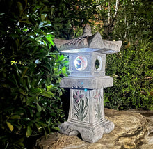 Load image into Gallery viewer, 23.6’’High Asian Orchid Pagoda Statue Solar-Powered LED Light Miniature Tower Lantern Garden Decoration Figurines Solar Lamp Outdoor Japanese Decoration Zen Courtyard Landscape