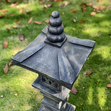 Load image into Gallery viewer, 38''H Janpanese Zen Garden Pagoda Resin Shinto Shrines Stone Lanter Large Pagoda Statue Stone Lantern Pagoda Sculpture Statue for Balcony Garden Patio Porch Decoration,Grey