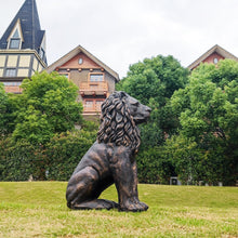 Load image into Gallery viewer, Outdoor Garden Guardian Lion Statue 23 Inch Sitting Lion Sculpture Patio Yard Lawn Home Decor Bronze