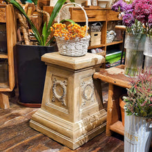 Load image into Gallery viewer, Garden Outdoor Statue Classic Plinth Base Indoor Sculptural Riser Garden Side Table Antique Stone Finish Yard Patio Deck Home Hallway