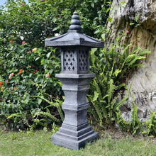 Load image into Gallery viewer, 38''H Janpanese Zen Garden Pagoda Resin Shinto Shrines Stone Lanter Large Pagoda Statue Stone Lantern Pagoda Sculpture Statue for Balcony Garden Patio Porch Decoration,Grey