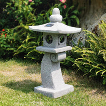 Load image into Gallery viewer, 28" H Large Solar Zen Asian Pagoda Lantern Garden Outdoor Statue Japanese Palace Lantern with Solar Light for Lawn Yard Pond Patio Temple Court Decor Meditator Stylite Garden Figurines