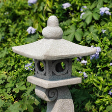 Load image into Gallery viewer, 28" H Large Solar Zen Asian Pagoda Lantern Garden Outdoor Statue Japanese Palace Lantern with Solar Light for Lawn Yard Pond Patio Temple Court Decor Meditator Stylite Garden Figurines
