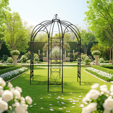 Load image into Gallery viewer, OUTOUR Versatile Oversized 9FT Iron Garden Gazebo Arbor Arbour Heavy Duty Metal ArchTrellis Support for Plants Climbing Garden Outdoor Yard Patio Wedding Party Ceremony Decor Arch