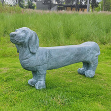 Load image into Gallery viewer, OUTOUR Dog Statues Outdoor 46.2’’L Outdoor Statues MGO Large Dachshund Statue Bench for Home Decor Patio Backyard Yard Lawn Large Garden Statues Sculpture, Grey