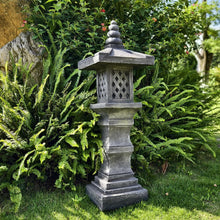 Load image into Gallery viewer, 38''H Janpanese Zen Garden Pagoda Resin Shinto Shrines Stone Lanter Large Pagoda Statue Stone Lantern Pagoda Sculpture Statue for Balcony Garden Patio Porch Decoration,Grey