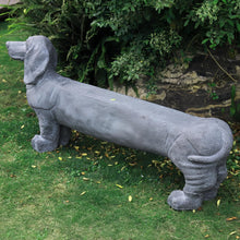 Load image into Gallery viewer, OUTOUR MGO Dachshund Oversized 55.5’’L Dog Statue Sculpture Dog-Shaped Bench Stool for Outdoor Garden Dachshund Dog Statue Sculpture Decoration Accessory, Grey