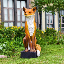 Load image into Gallery viewer, Sitting Fox Large Size Decorative Statue Outdoor Wit Fox Orange and White Cute Sculpture for Garden,Patio,Lawn Fox Fable Figurine