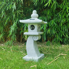 Load image into Gallery viewer, 28" H Large Solar Zen Asian Pagoda Lantern Garden Outdoor Statue Japanese Palace Lantern with Solar Light for Lawn Yard Pond Patio Temple Court Decor Meditator Stylite Garden Figurines