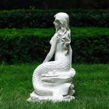 Load image into Gallery viewer, 20" H Mermaid on Ocean Rock Garden Statue Resin Outdoor Sculpture Large Outside Decor for Lawn Patio Pool Home Ornament Large Mermaid Figurine Collectible Nautical Fairy Tale