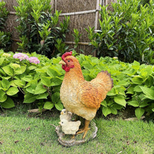 Load image into Gallery viewer, Garden Mother Hen and Baby Chick Statue Sculpture Standing Resin Farm Animal Decoration Chicken Sculpture Yard Art Outdoor Lawn Decoration 13.7'' High