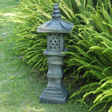 Load image into Gallery viewer, 38''H Janpanese Zen Garden Pagoda Resin Shinto Shrines Stone Lanter Large Pagoda Statue Stone Lantern Pagoda Sculpture Statue for Balcony Garden Patio Porch Decoration,Grey