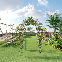 Load image into Gallery viewer, OUTOUR Versatile Oversized 9FT Iron Garden Gazebo Arbor Arbour Heavy Duty Metal ArchTrellis Support for Plants Climbing Garden Outdoor Yard Patio Wedding Party Ceremony Decor Arch