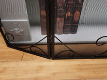 Load image into Gallery viewer, Kamin Kunge 3-Panel Black Wrought Iron Modern Minimalist Design Fireplace Screen,48"(L) x 29"(H) Spark Guard with Scrolling Design,Decorative Hearth Screen