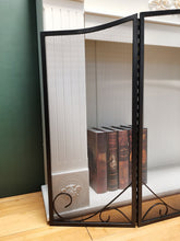 Load image into Gallery viewer, Kamin Kunge 3-Panel Black Wrought Iron Modern Minimalist Design Fireplace Screen,48"(L) x 29"(H) Spark Guard with Scrolling Design,Decorative Hearth Screen