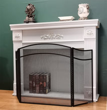 Load image into Gallery viewer, Kamin Kunge 3 Panels Fireplace Screen with Arch Frame Simple Design 48"(L) x 29"(H),Black
