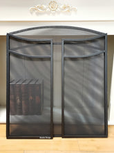 Load image into Gallery viewer, Kamin Kunge 3 Panels Fireplace Screen with Arch Frame Simple Design 48"(L) x 29"(H),Black