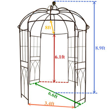 Load image into Gallery viewer, GENUINQ  Metal French Style 4-Sided Birdcage Shape 9'Highx 6‘6"Wide Gazebo Garden Arbors Arch