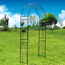 Load image into Gallery viewer, OUTOUR Stereoscopic Metal Garden Arch Arbor Arbour Archway with Graceful Curve for Climbing Plants Outdoor Garden Lawn Backyard Patio Wedding Black