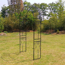 Load image into Gallery viewer, OUTOUR Stereoscopic Metal Garden Arch Arbor Arbour Archway with Graceful Curve for Climbing Plants Outdoor Garden Lawn Backyard Patio Wedding Black