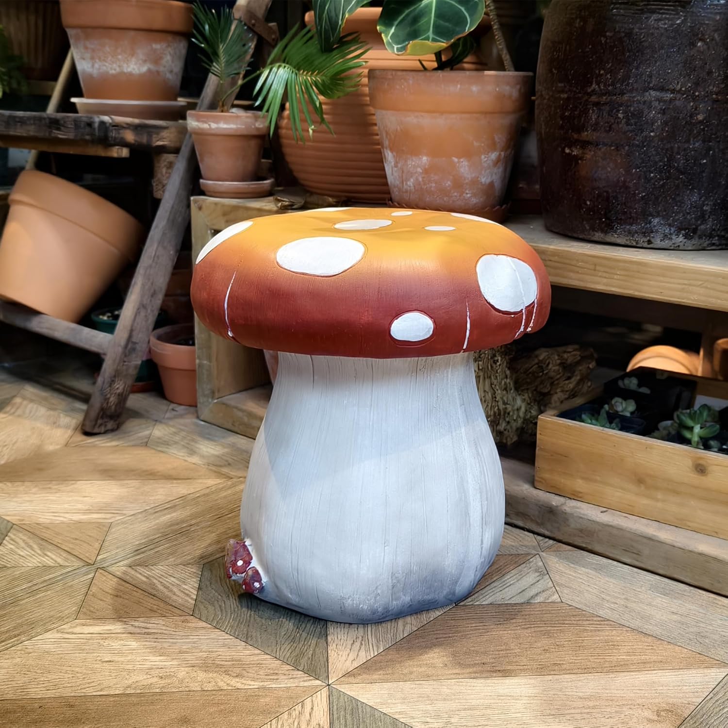 Mushroom Resin Statue Stool Over Sized Sculpture Courtyard Lawn
