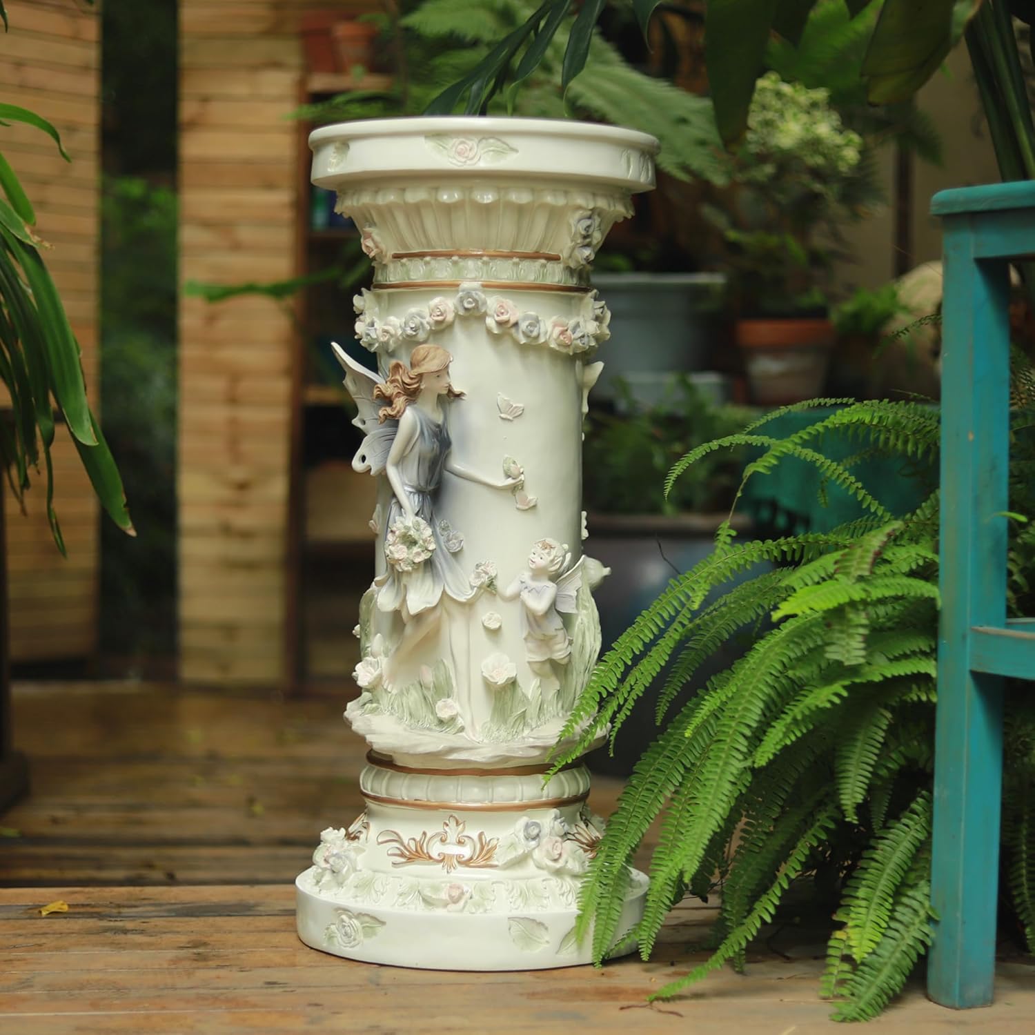 indoor pillar plant stand 32.8'' High Flower Fairy Roman Column with Base Pillar Greek Column La – outourgarden
