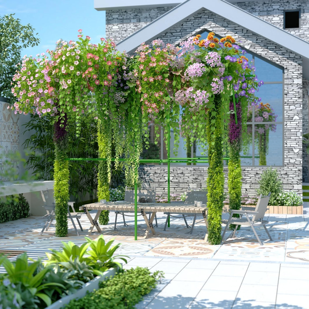 hanging plants pergola 79'' L x 59'' W x 79'' H Grape Vine Support Arch Arbor Arbour Gazebo T – outourgarden