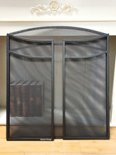 Load image into Gallery viewer, Kamin Kunge 3 Panels Fireplace Screen with Arch Frame Simple Design 48&quot;(L) x 29&quot;(H),Black
