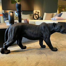 Load image into Gallery viewer, HOZUSO Black Leopard Statue Sculpture Shadowed Predator Black Panther Large Wildlife Decor 33 Inches Long Resin Garden Figurines
