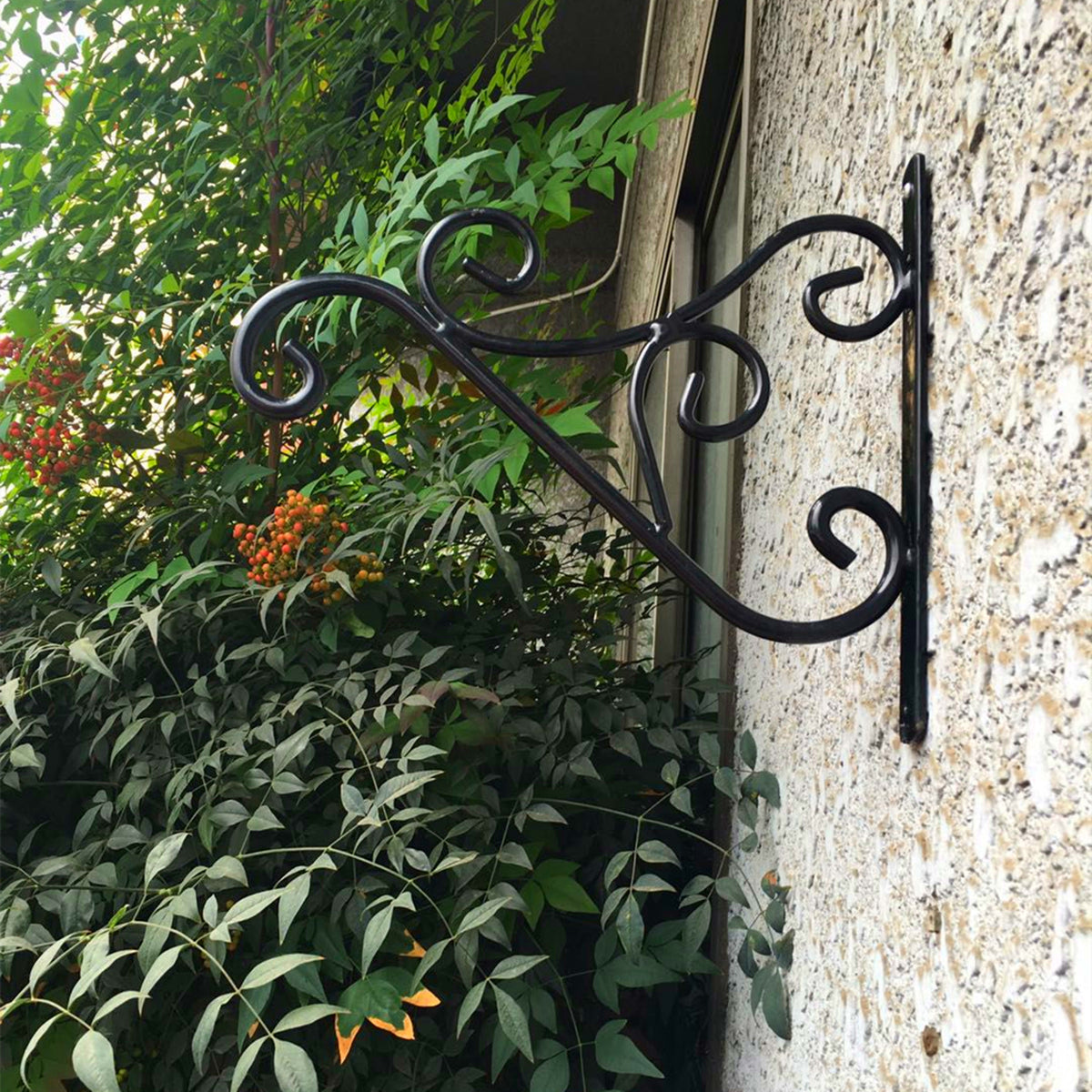 wall bracket for hanging plant OUTOUR Heavy Duty Hanging Plant Bracket 12" Wall Hook Set of 2 Hanger for Planters,Lanterns,Wind Chimes,Flower Pot Baskets,Decorative Plants,Wind
